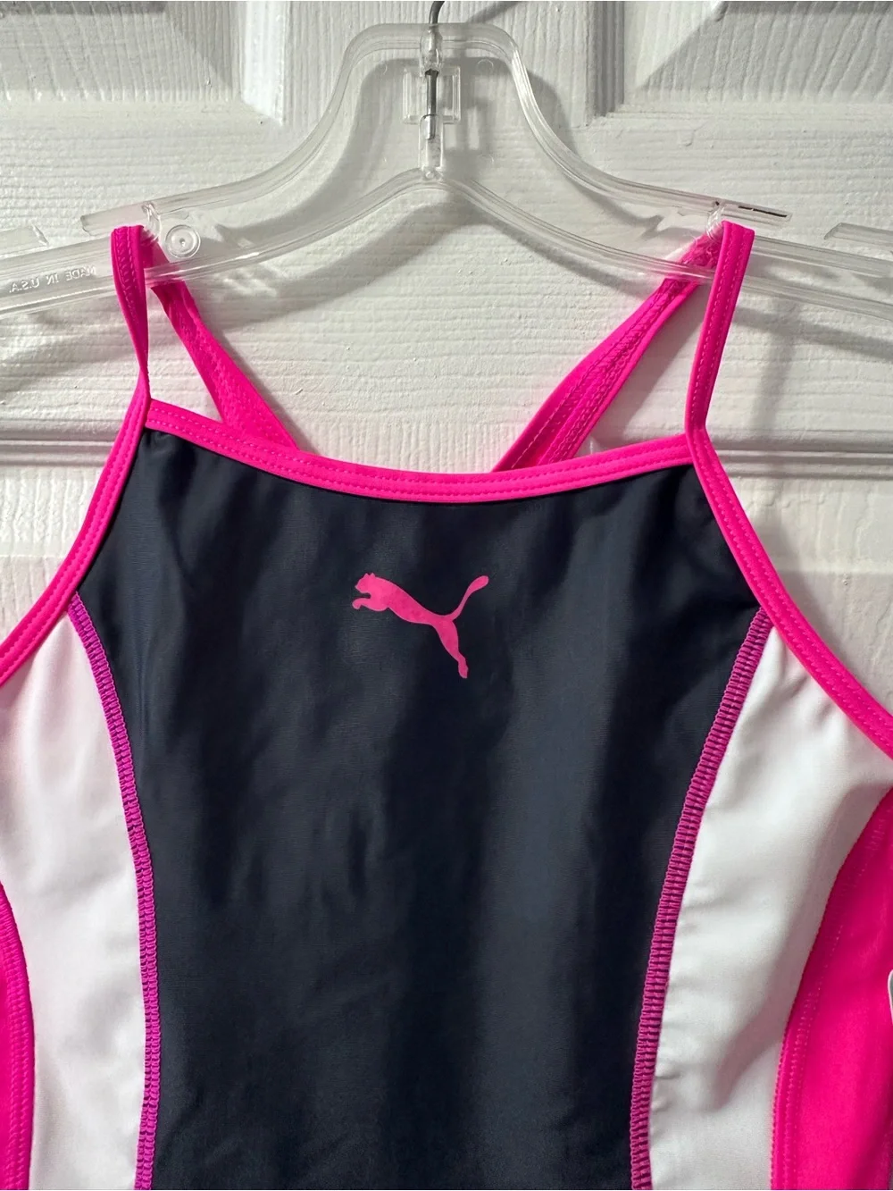 Puma Navy, Hot Pink & White Girls' One-Piece Swimsuit